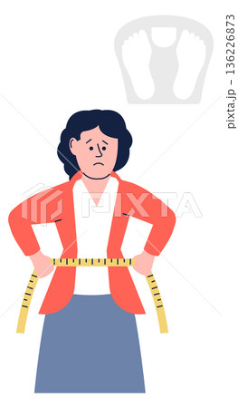 Illness weight loss color icon. Sick woman Illness weight loss color icon. Sick woman 136226873