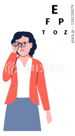 Blurry vision symptom. Medical illness color icon 136226874
