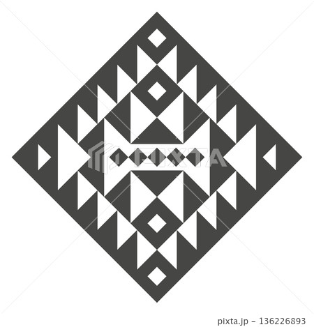 Aztec traditional motif. Black geometric pattern element 136226893