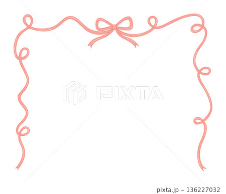 Pink Ribbon Frame with Bow in Cute Style Pink Ribbon Frame with Bow in Cute Style 136227032