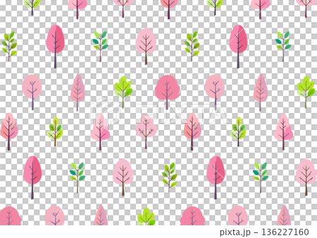 Cherry blossom tree background. Hand-drawn illustration of cherry blossoms and pink flower trees. Scandinavian style. Cherry blossom tree background. Hand-drawn illustration of cherry blossoms and pink flower trees. Scandinavian style. 136227160