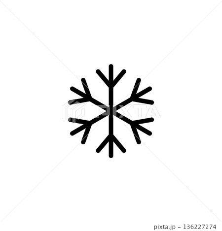 シンプルな線画の天気アイコン 雪 結晶 136227274
