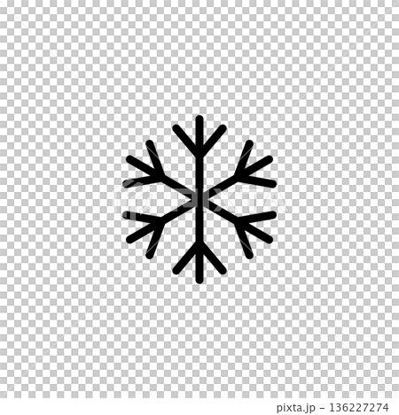 シンプルな線画の天気アイコン 雪 結晶 136227274