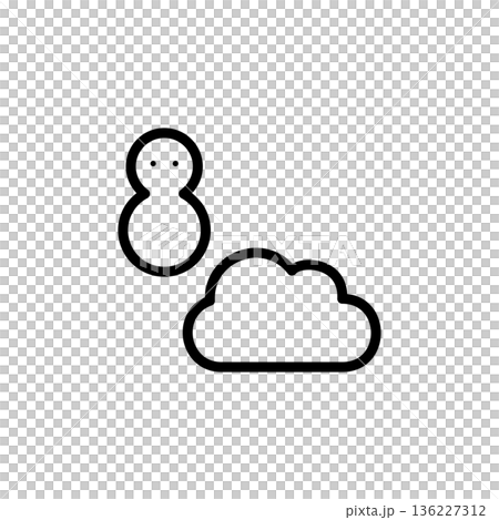 Simple line drawing weather icon Snow then cloudy Simple line drawing weather icon Snow then cloudy 136227312