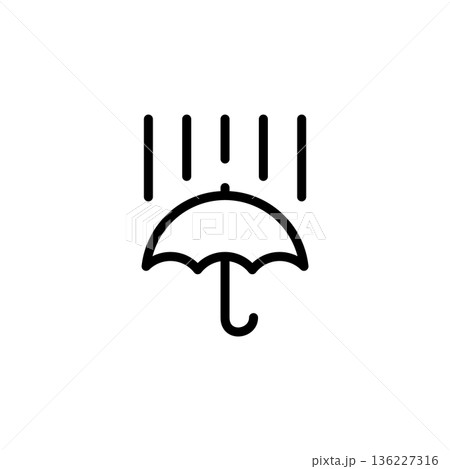 シンプルな線画の天気アイコン 雨 傘 136227316