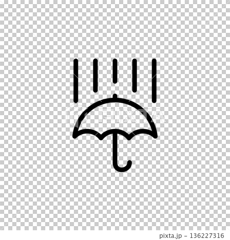 シンプルな線画の天気アイコン 雨 傘 136227316