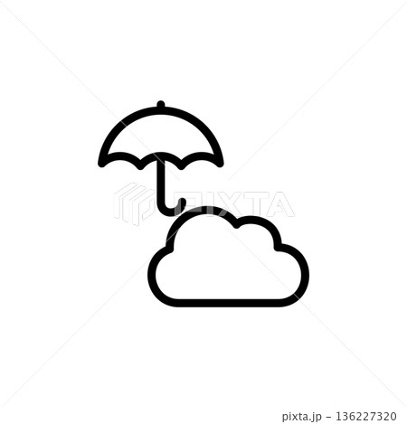 シンプルな線画の天気アイコン 雨のち曇り シンプルな線画の天気アイコン 雨のち曇り 136227320
