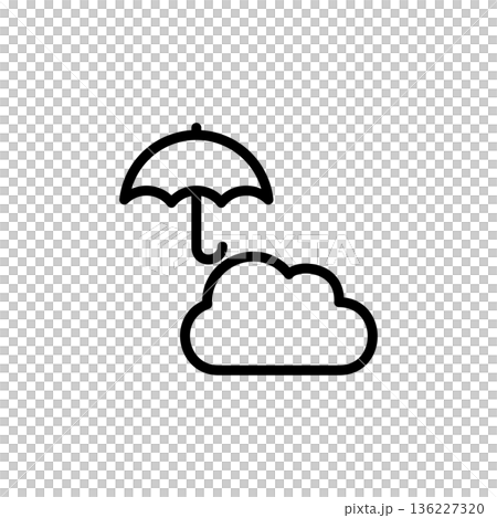 シンプルな線画の天気アイコン 雨のち曇り シンプルな線画の天気アイコン 雨のち曇り 136227320