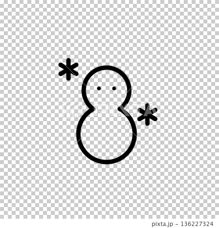 Simple line drawing weather icon Snowman 136227324