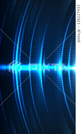 Futuristic Blue Digital Waveform and Neon Grid Background for Technology and Data Visualization 136227433