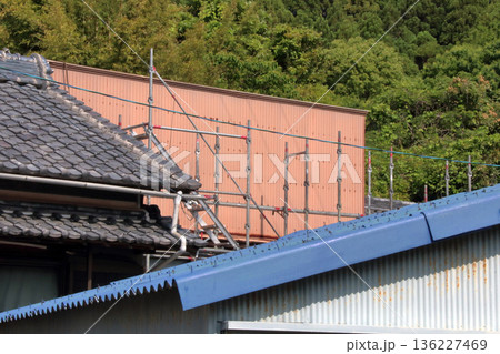 建築足場外壁張替え板金ブリキ工事 136227469