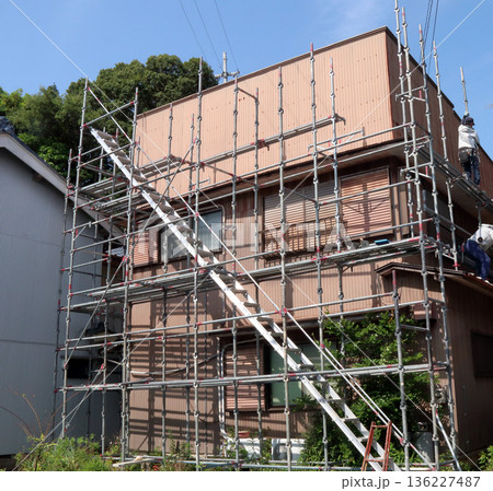 建築足場外壁張替え板金ブリキ工事 136227487