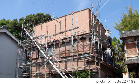 建築足場外壁張替え板金ブリキ工事 136227488