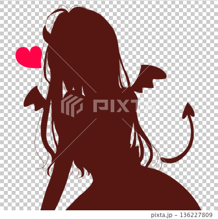 Sexy long hair woman devil silhouette Sexy long hair woman devil silhouette 136227809