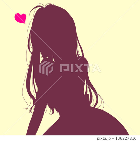 ロングヘアのセクシーな女性 ハートマーク ロングヘアのセクシーな女性 ハートマーク 136227810