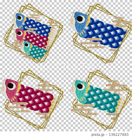 [Carp streamer tip] Hand embroidery illustration material 136227883