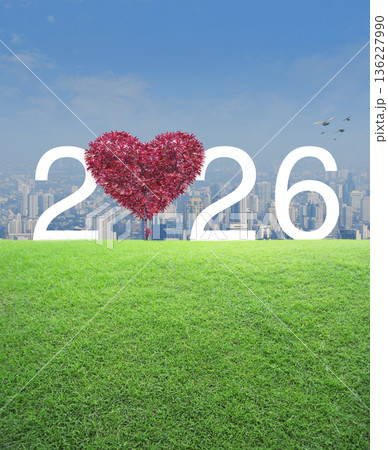 Happy New Year and Valentines day 2026 cover concept 136227990