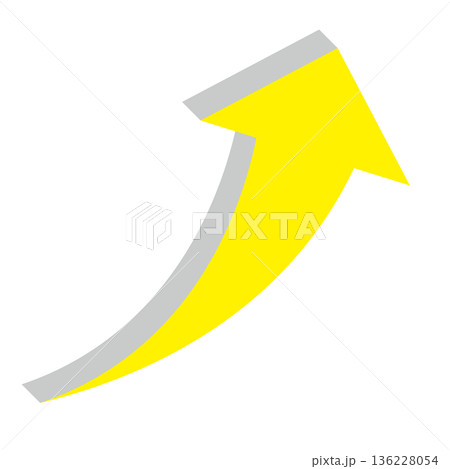 右肩上がりのシンプルな矢印のイラスト 白背景 右肩上がりのシンプルな矢印のイラスト 白背景 136228054
