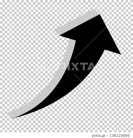 Simple illustration of an arrow pointing upwards on a white background 136228060