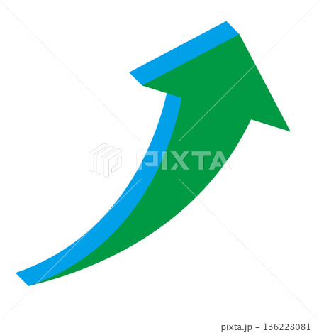 右肩上がりのシンプルな矢印のイラスト 白背景 右肩上がりのシンプルな矢印のイラスト 白背景 136228081