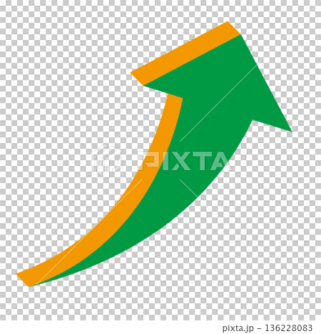 Simple illustration of an arrow pointing upwards on a white background 136228083