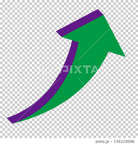 Simple illustration of an arrow pointing upwards on a white background 136228086
