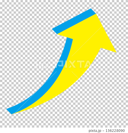 Simple illustration of an arrow pointing upwards on a white background 136228090