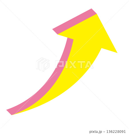 右肩上がりのシンプルな矢印のイラスト　白背景 136228091