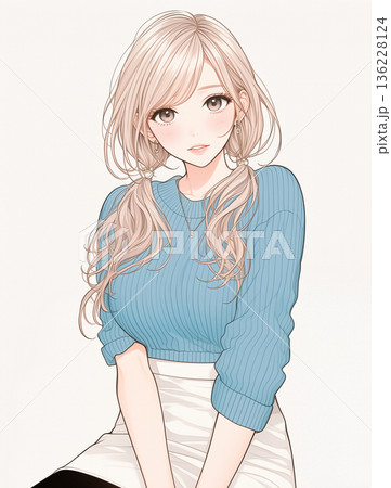 少女漫画の女性イラスト 136228124