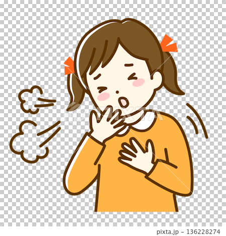 一個女孩咳嗽的插圖 一個女孩咳嗽的插圖 136228274