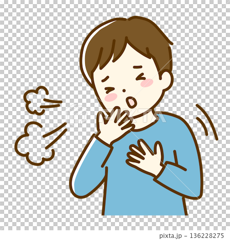 一個男孩咳嗽的插圖 一個男孩咳嗽的插圖 136228275