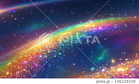 ラグジュアリーな銀河と虹モチーフとキラキラのパーティー向き背景テクスチャ壁紙 136228330