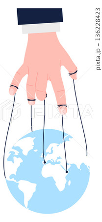 Hand hold planet on strings. World master control 136228423