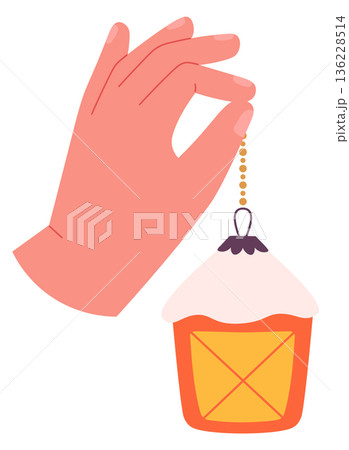 Hand hold lantern. Outdoor light. Camping or decorative lamp 136228514