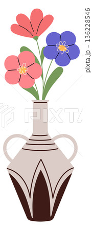 Interior vase with colorful flowers. Decorative summer bouquet 136228546