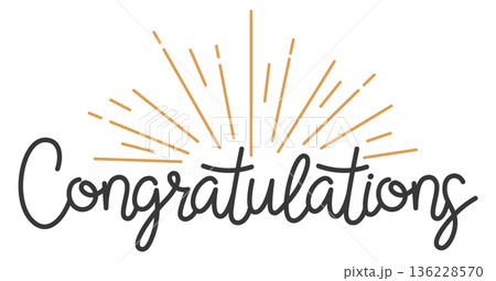 Congratulation hand drawn text label. Greeting lettering sign 136228570