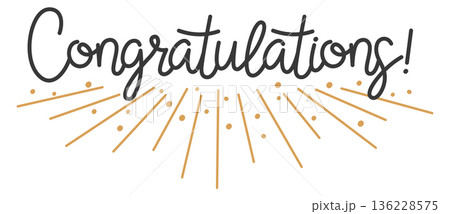 Congratulation hand drawn word. Decorative black calligraphy 136228575