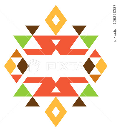 Tribal motif label in colorful mexican indian style 136228587