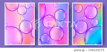 Abstract iridescent liquid glass bubbles posters 136229173