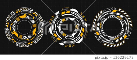 Round hud interface, circular tech elements 136229175