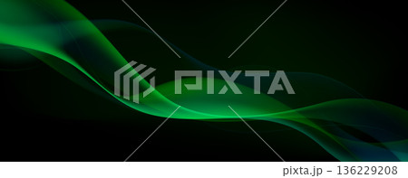 Dynamic green waves flow with neon glowing light 136229208