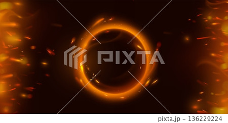Abstract fire ring glowing on black background 136229224