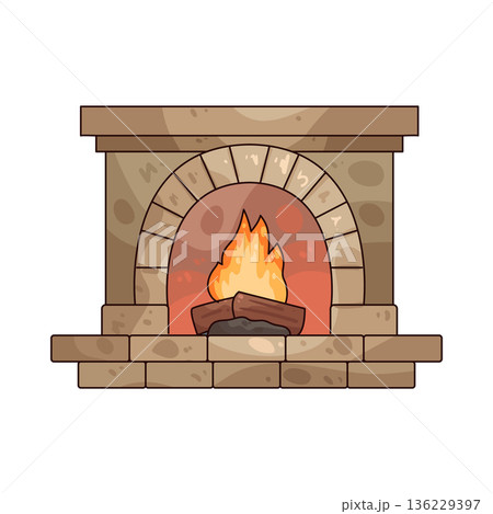 Illustration of fireplace Illustration of fireplace 136229397