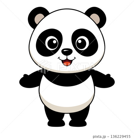 Cute cartoon panda bear standing isolated on white background design Cute cartoon panda bear standing isolated on white background design 136229455