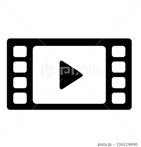 フィルムと再生ボタンのアウトライン 136229690
