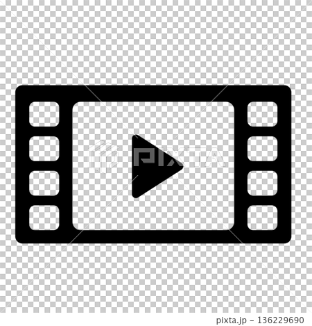 フィルムと再生ボタンのアウトライン 136229690