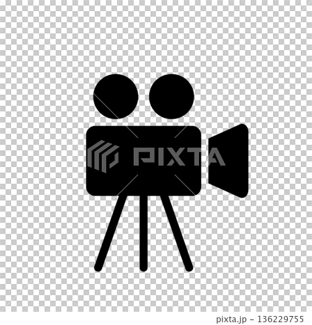 帶有三腳架的攝影機圖標 136229755