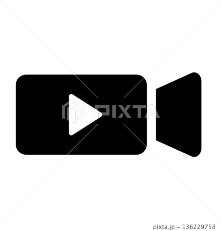 再生マーク付きビデオカメラ 塗り 再生マーク付きビデオカメラ 塗り 136229758