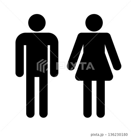 トイレのマーク 男性女性セット ピクトグラム アイコン トイレのマーク 男性女性セット ピクトグラム アイコン 136230180