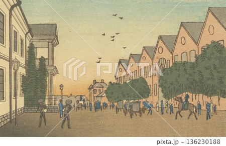 明治時代の東京：井上安治(1864-1889)「四日市」 136230188